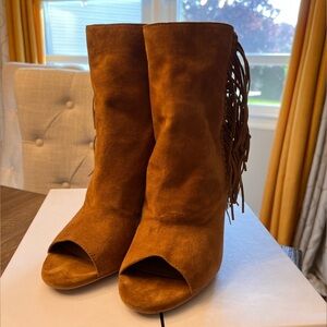 dolce vita Mazarin Dark Saddle Suede Fringe Boot